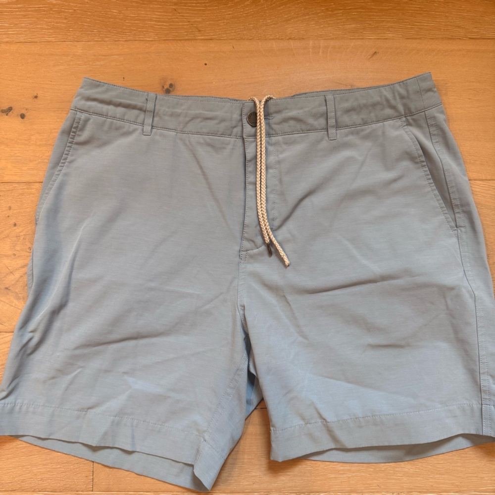 Faherty Light Blue Drawstring Hybrid Shorts